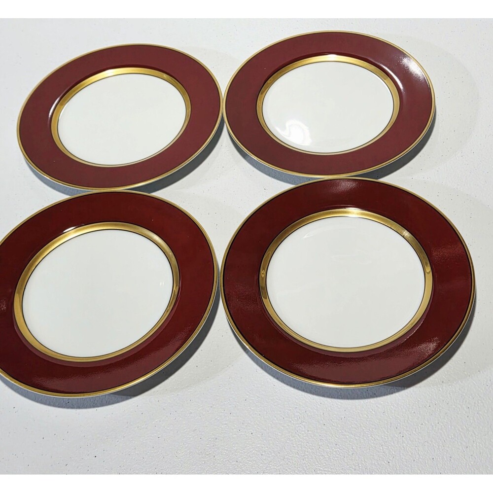 Fitz & Floyd Renaissance Cinnabar Bread Plates 6.5" Diameter Set Of 4